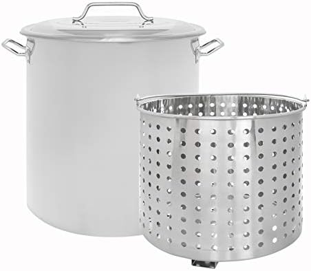 CONCORD Stainless Steel Stock Pot w/Steamer Basket. Cookware great for boiling and steaming (80 Quart)
