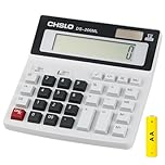 Bimormat Desktop Calculator Extra Large LCD Display 12-Digit Big Number Accounting Calculator with Big Button,Battery & Solar Dual Power Perfect for Office Business Home Daily Use(UK-200ML)
