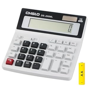 Bimormat Desktop Calculator Extra Large LCD Display 12-Digit Big Number Accounting Calculator with Big Button,Battery & Solar Dual Power Perfect for Office Business Home Daily Use(UK-200ML)