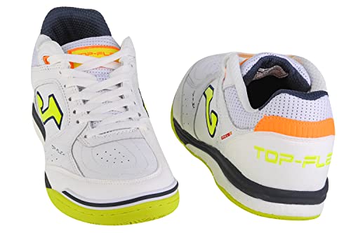 Chuteira de Futsal Joma Top Flex Rebound - Branco e Amarelo Cor:Branco;Tamanho:38