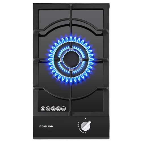 GASLAND chef GH12BF 30cm Black Tempered Glass Gas Cooktop, Built-in Gas Stove, 3.61kW Triple Ring Burner Hob