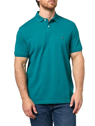 Image of Tommy Hilfiger Men's Short Sleeve Polo Shirts in Regular Fit With Stretch and Organic Pique Cotton