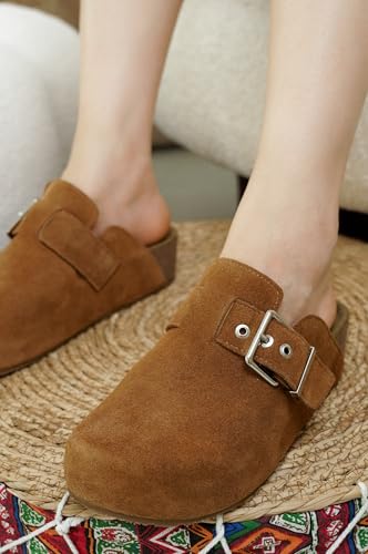 Image of Project Cloud Clogs for Women Footwear - Memory Foam and Non-Slip Platform Wedges Heels for Women Mules & Clogs 2025 - Comfortable Stylish Slip-On with Adjustable Straps (Rhona, Chestnut, 8)