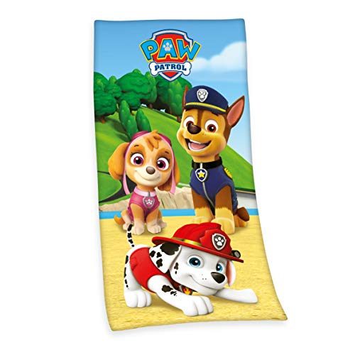 Herding Paw Patrol Toalla de baño con diseño de La Patrulla Canina, 150 x 75 cm, algodón, Multicolor