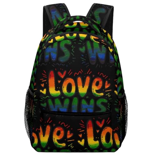Love Wins Lgbt Unisex Backpack Casual Daypacks Lightweight Shoulders Bag for Camping Hiking Travel