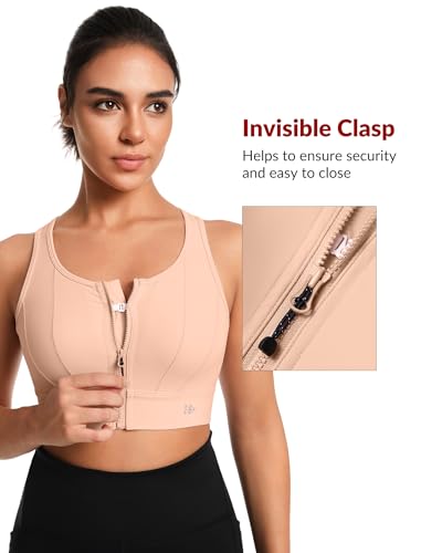 Image of Yvette Front Closure High Impact Sports Bra for Women | Cup Sizes A to DDD Up to 5XL, Sewn in Pads, No Underwire, Breathable Fabric Moisture-Wicking, Easy on and off, Full Coverage