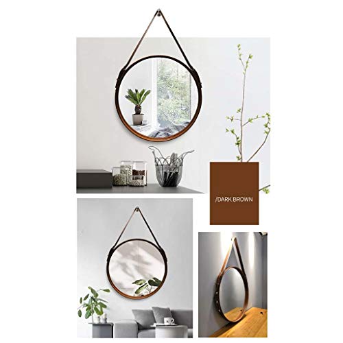 Qqhdm Large Round Wall Mirror With Leather Strap Bathroom Wall-Mounted Decorative Mirrors Hanging Makeup Mirror For Hallway Living Room Bedroom (Size : 50Cm) #TOP4