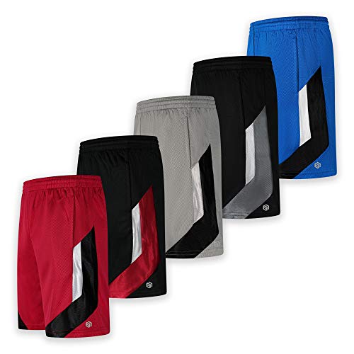 Men's Premium Active Athletic Performance Shorts With Pockets - 5 Pack #TOP12
