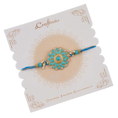 Image of eCraftIndia Golden Red Religious Shrinathji Rakhi for Brother | Raksha Bandhan Rakhi for Bhai Bhaiya