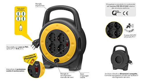Vimar 0P32702 Avvolgicavo 10A (Piccola) 4 uscite