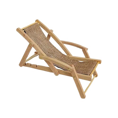 Mini Silla de Playa: Miniatura de Tumbona de Madera, Elegante Modelo de Mesa Que Mejora el Escritorio, la estantería, el Ambiente de exhibición, un Encantador Acento costero | Pieza Decorativa Ligera