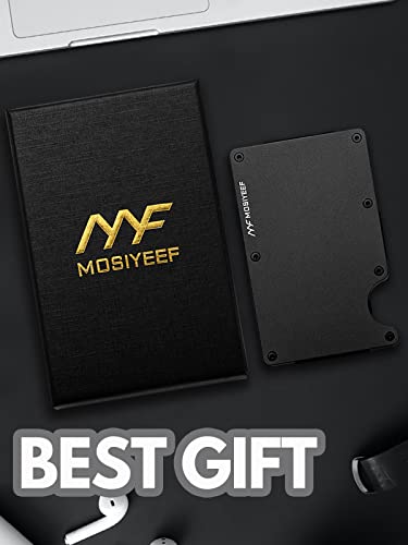 Minimalist Slim Metal Wallet For Men - Rfid Blocking Aluminum Metal Credit Card Holder Wallet - Small Stealth Mens Wallets With Cash Strap For 15 Cards And Cash - Gifts For Men Card Wallet - Black #TOP6