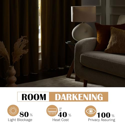 Beauoop Golden Brown Velvet Curtains 84 Inches Long 2 Panels for Bedroom Living Room Soft Luxury Room Darkening Thermal Insulated Soundproof Rod Pocket Window Treatments Drapes, 52X84 Set of 2 - Image 5
