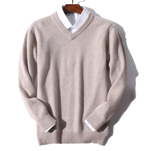 Men Cashmere Sweater Pullover Warm Classic V-Neck Sweaters Long Slevees Knitted Jumper Dark Gray9 XL4