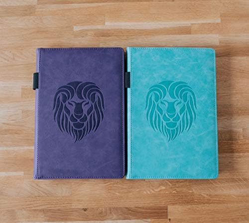 EJRange Notebook A5 Lined Journal - PU Leather, Wipe Clean Cover, Notebook A5, Elastic Closure, Stationary, Ruled, 192 Pages, Lion Design(Purple)