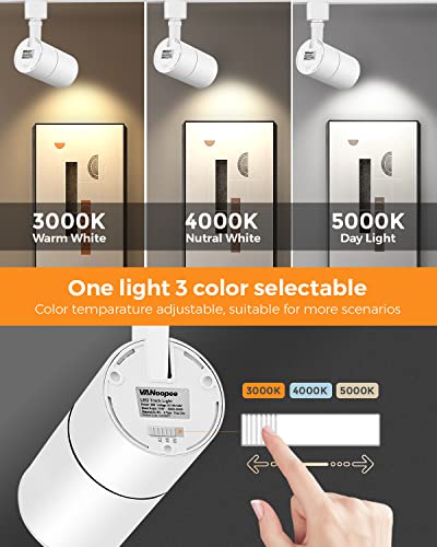 Image of VANoopee 3-Color Zoomable 20W LED Track Lighting Heads H Type Track Light Heads Dimmable Bright Ceiling Spotlight Fixtures for Kitchen, 3000K 4000K 5000K Adjustable, CRI90+ 15-60 2000lm White 6 Pack