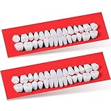 56 Pieces Halloween Horror Teeth Denture Teeth Synthetic Resin Teeth for Halloween Makeup Cosplay Costume Scary Party Ornament Supplies, 2 Sets