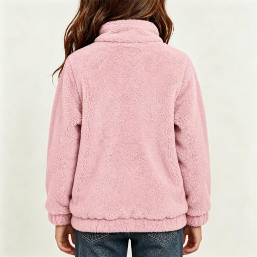 Girls Fleece Sweatshirts Mockneck Half Zip Up Fuzzy Sweat Shirt Winter Tops - image 3