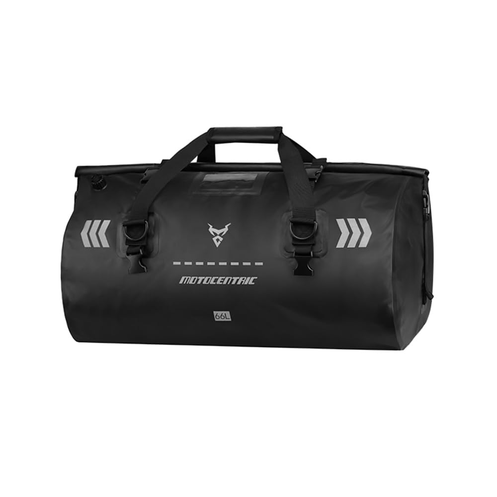 Sacs de voyage en PVC 500D pour moto, sac sec, sac arrière pliable, grande capacité, 46 L/66 L, sac de rangement arrière étanche, sac de sacoche de moteur (noir, 66 l)