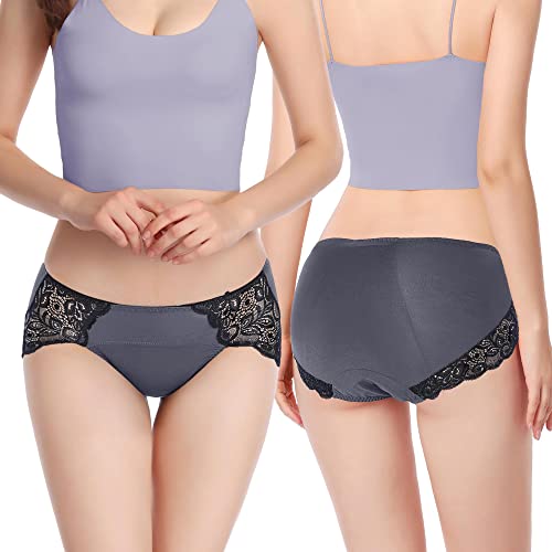 Neione Period Underwear Menstrual Panties Postpartum Underpants Lace Hipsters Women Briefs 3 Pack Lilac 3Xl Plus Size #TOP1