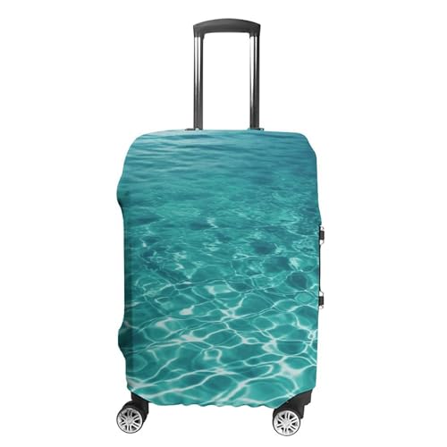 Blue Aqua Pool Water Luggage Cover for Suitcase Tsa Approved Stylish Suitcase Covers Washable Stretch Suitcase Protector Anti-Scratch Travel Baggage Covers for 19-32 Inch Luggage