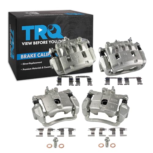 Image of TRQ Front and Rear Brake Caliper Set Zinc Coated Brackets Compatible with 2004-2008 Subaru Forester 2004-2005 Impreza