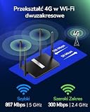 Cudy Router AC 1200 Mbit/s WLAN 4G LTE, 150 Mbit/s LTE, Wi-Fi 1200 Mbit/s, port LAN/WAN, FDD i TDD, DDNS, VPN, SIM Plug and Play, LT500, bezprzewodowy z modułem 4G, dwupasmowy, czarny