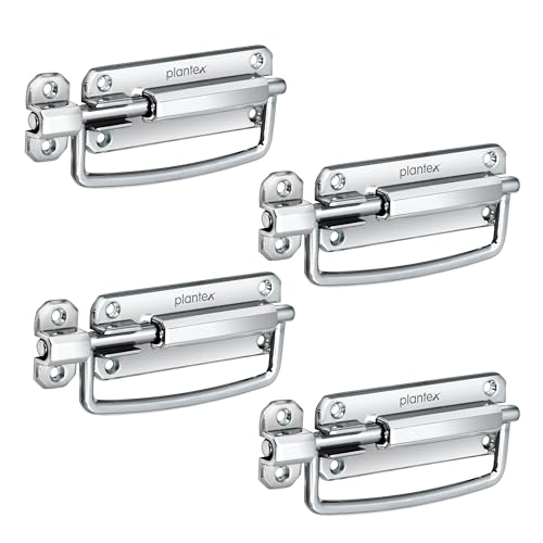 Image of Plantex Door Stopper /5 Inch Baby Latch Kadi /Door Latch for Bathroom /Door Lock for Home /Office Doors - Pack of 4 (Chrome)