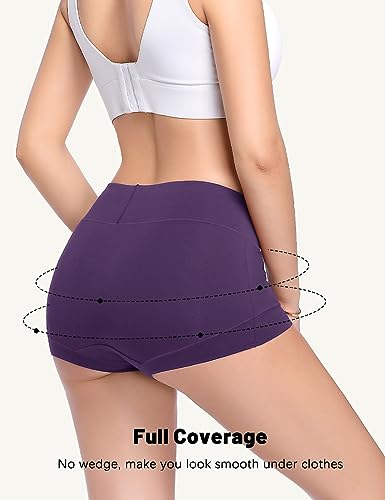 Image of Molasus Womens Cotton Boy Shorts Panties Ladies High Waisted Full Coverage Stretch Underwear Multipack(Regular&Plus Size)