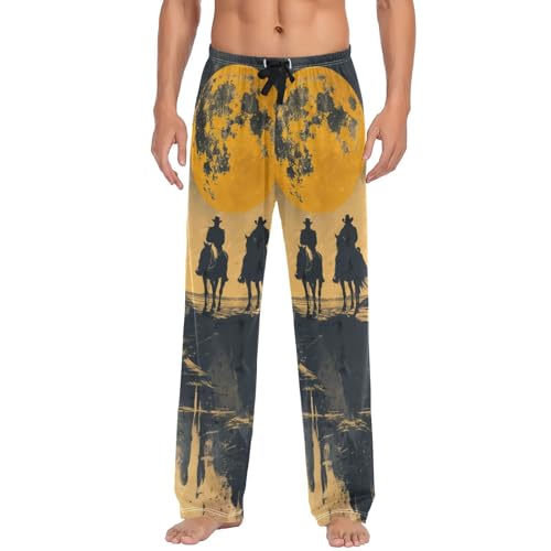 Men's Pajama Pants Sunset Western Cowboys Sleep Pajama Lounge Pant with Pockets, Elastic Waistband