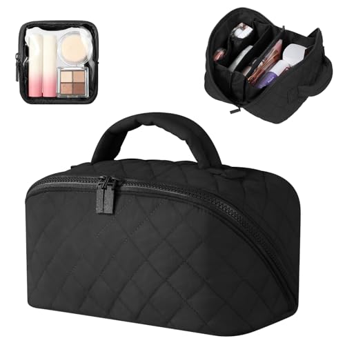 Makeup Bag for Women, Water-Resistant, 180° Open Organizer