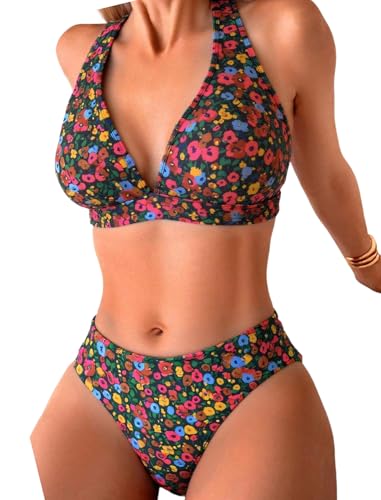 Amazon.com: ZAFUL Women's 2 Piece Floral Print Swimsuit