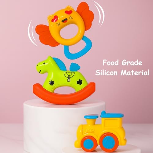 Image of Storio Baby Rattle Gift Set | Newborn Sensory Toys for 0-12 Months | 6 Pc Rattle Set with Teether | Ideal Baby Shower Gift for Boys & Girls | Multicolor