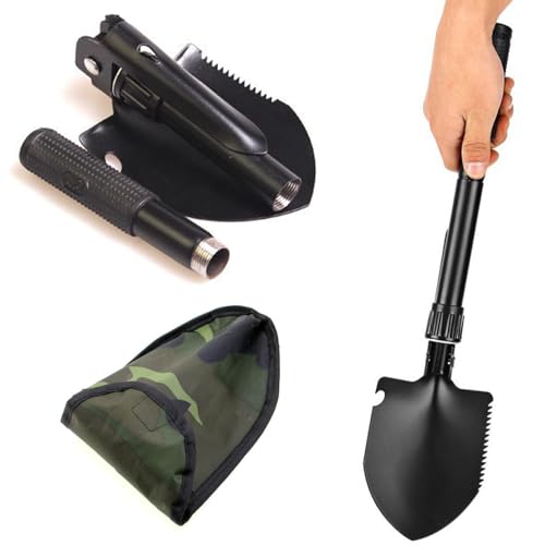 Camping Shovel, Portable Shovel for Garden, Folding Survival Shovel, Snow Shovel, Used for Outdoor Hiking, Survival, Snow Shoveling, Gardening, Camping, Hunting, with 1 Storage Bag
