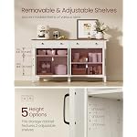 VASAGLE LIRY Collection - Buffet Cabinet, Coffee Bar Cabinet with 2 Drawers, Adjustable Shelves, Sideboard Storage with Cable Holes, Drawer Dividers, Rustic White and Honey Brown UBBK381W01 - Image 5