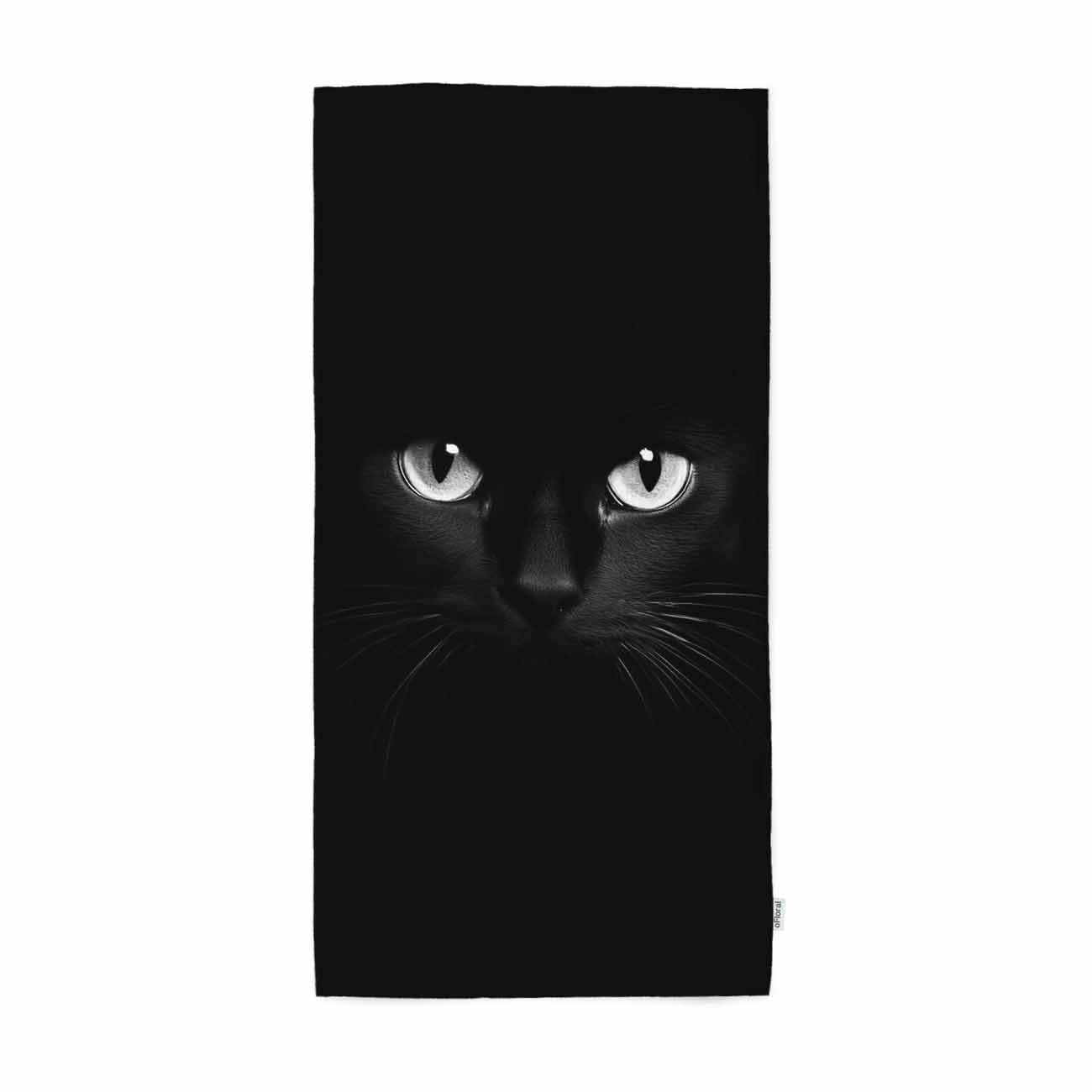 oFloral Black Cat Hand Towels Cotton Washcloths,Cool Cat Head On Black Comfortable Soft Towels for Bathroom/Kitchen/Yoga/Golf/Hair/Face Towel for Men/Women 15X30 Inch