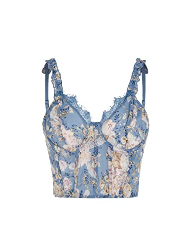 Floerns Kontrast Spitze Blumen Blumen Unterwäsche für Frauen, Blau/Patchwork, M Cover