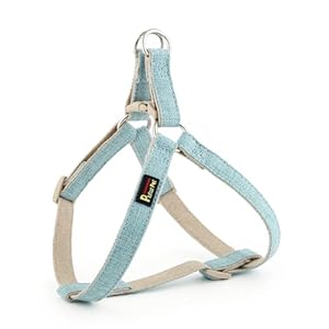 Plutus Pet Cotton Hemp Step In Dog Harness, Sustainable, Lightweight and Escape-Proof, Easy Walk Dog Harness for Puppy Small Medium and Large Dogs, Light Blue, S