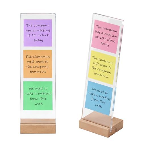 Kaulipoa 2-Pack Monitor Memo Board & Sticky Note Holder, Freestanding Acrylic Computer Desk Accessories with Wood Base, Zero Adhesive Screen Note Board for Office Organization Decor