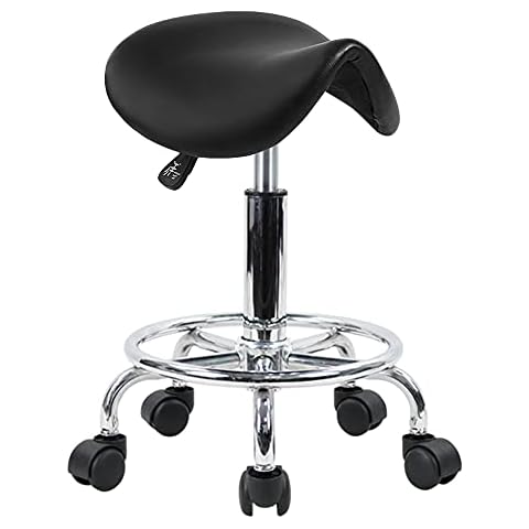 KKTONER Adjustable Saddle Stool with Foot Rest Cover