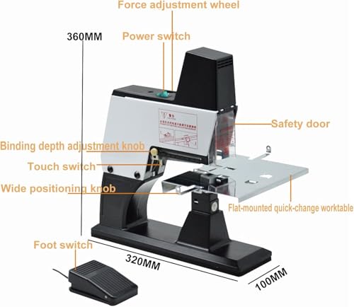 Pistola grapadora eléctrica con pedal para encuadernación resistente en el hogar y la oficina