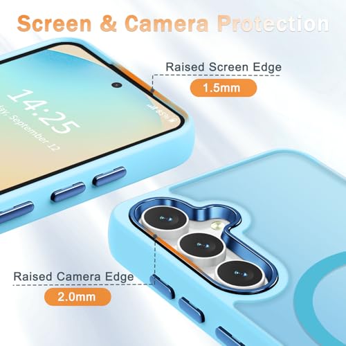 Image of for Samsung Galaxy S24 FE Case, Matte Magnetic Phone Case with 1 Screen Protector, Support for Magsafe, Translucent Frosted Slim Shockproof Protective Cover for Samsung Galaxy S24 FE, Light Blue