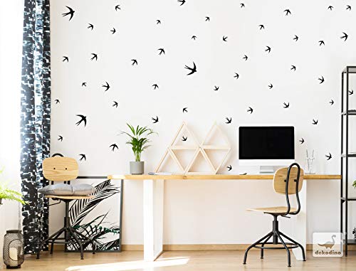 Dekodino® Adesivo murale rondini nero 50 pezzi set...
