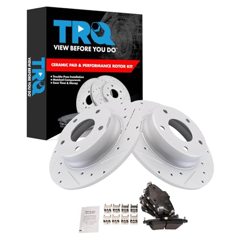 TRQ Rear Brake Pad & Rotor Kit Ceramic Premium G-Coated Compatible with 2020-2022 Nissan Sentra