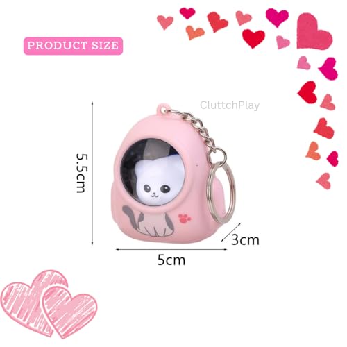 Image of Luminous Cute Animal Backpack Keychain | Glowing Cat, Bear & Kitten Bag Charm Pendant with Bell | Mini Night Light Schoolbag Keyring for Kids Girls Decoration (Mini Bag Keychain)