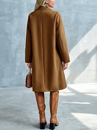 FSHAOES Womens Lapel Peacoat Winter Double-Breasted Outerwear Mid Long Jacket Casual Trench Coat3