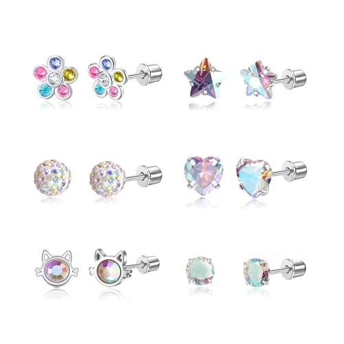 DAILI 6 Paar Hypoallergene Kinder Ohrringe Mädchen,Verschraubte...