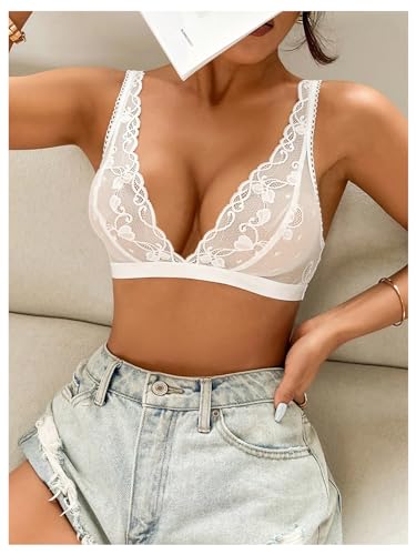 SOLY HUX Women's Lace Bras Deep V Neck Wireless Bra Comfort Everyday Bralette4