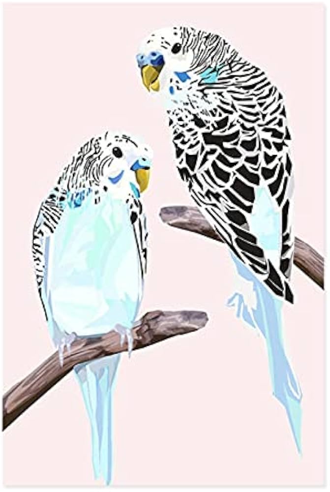Amazon.co.jp: キャンバス絵画 壁アートパネル抽象セキセイインコ枝