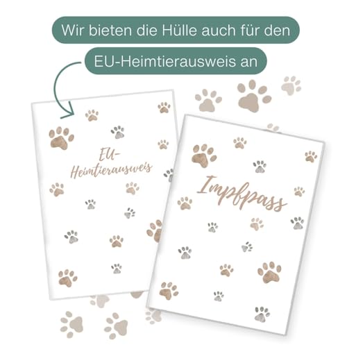 Wilhelm Fell Impfpasshülle für Tiere I Personalisierbar für deinen Hund I Persönliche Geschenkidee für Haustierbesitzer I Schutzhülle für den Impfpass für Haustiere (Pfote Beige)